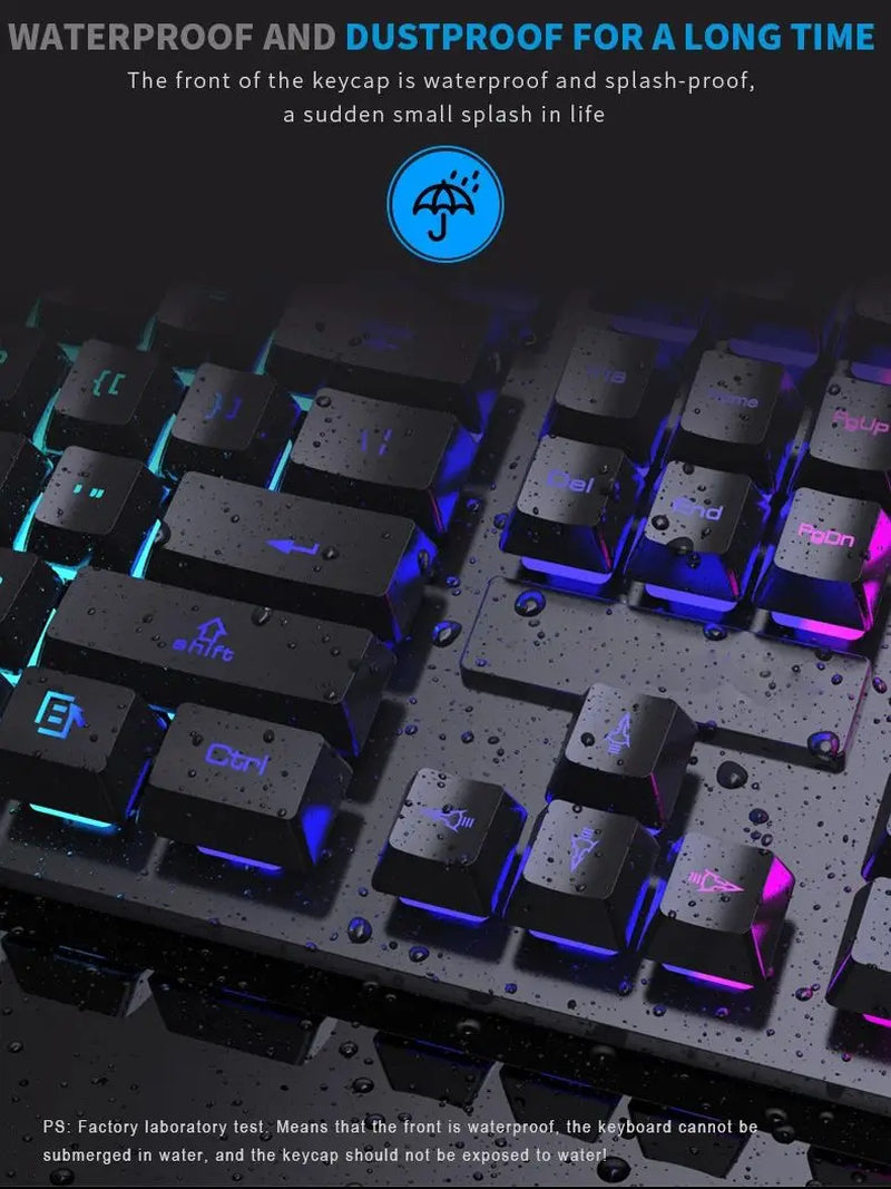Wired Backlit Keyboard Gaming Mechanic Kit Waterproof Luminous 104 Key Keyboard and Mouse Set for Gamer PC Laptop Home Office