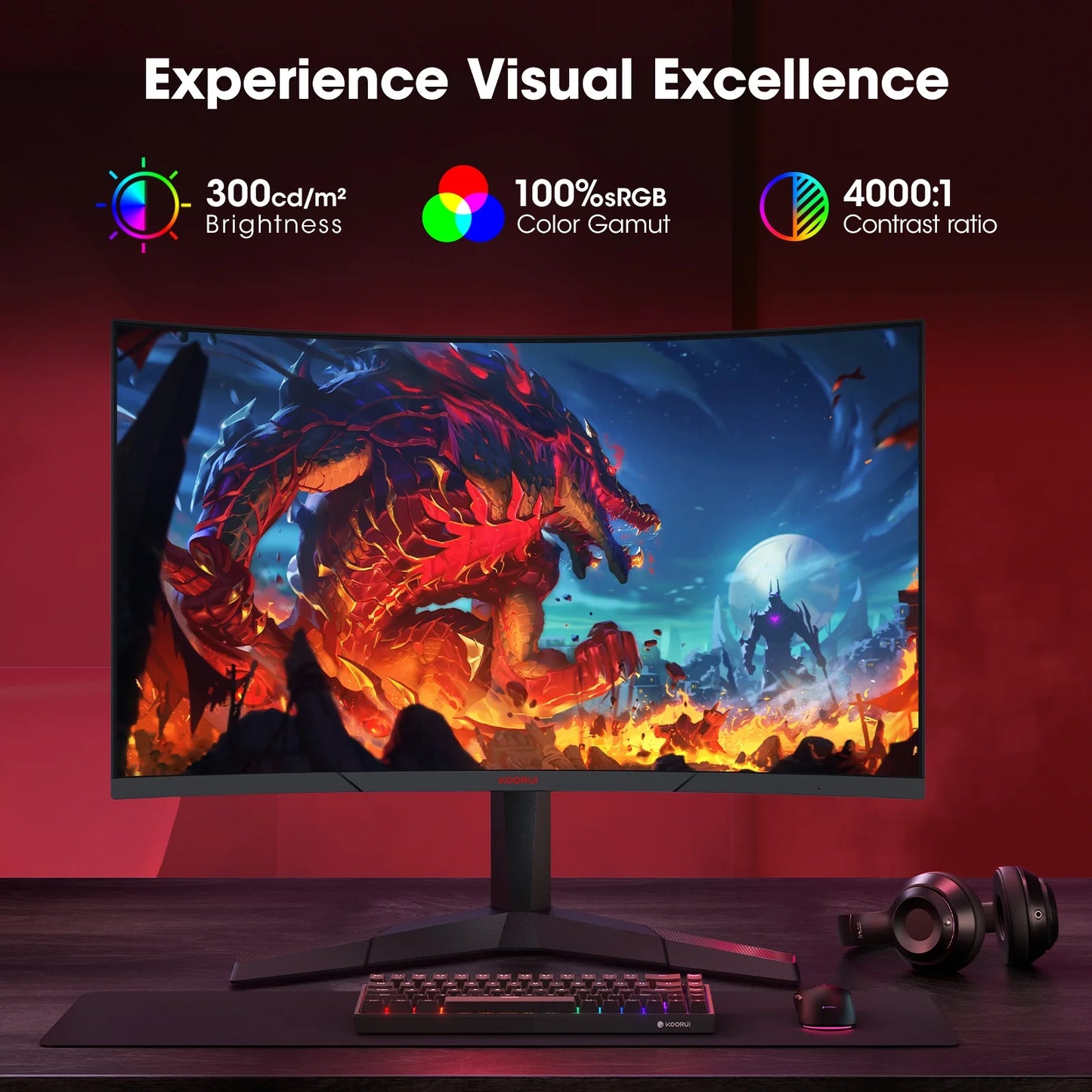 27 Inch 2K QHD 180Hz 1Ms Curved Gaming Monitor, Adaptive-Sync, Computer Monitor, Hdmi/Displayport, 27E6QCA