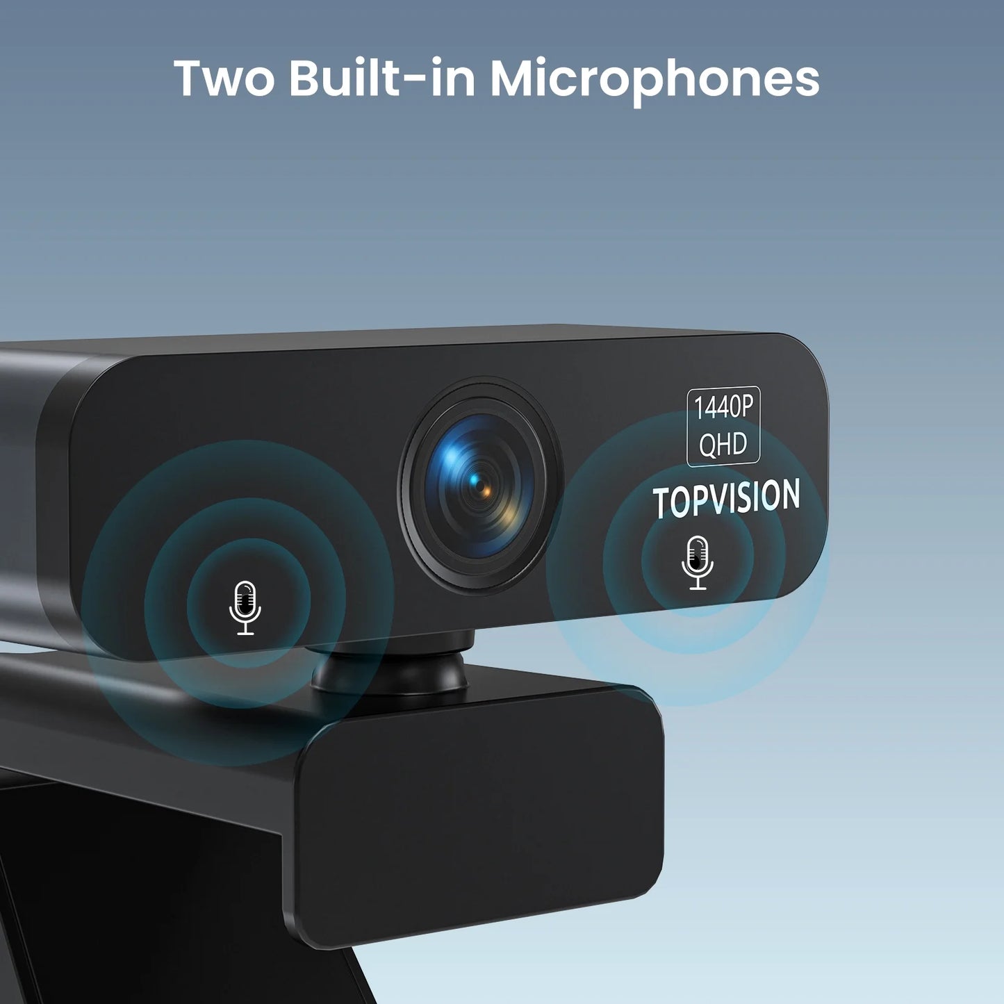 2K Webcams with Tripod (Stand), Black, New