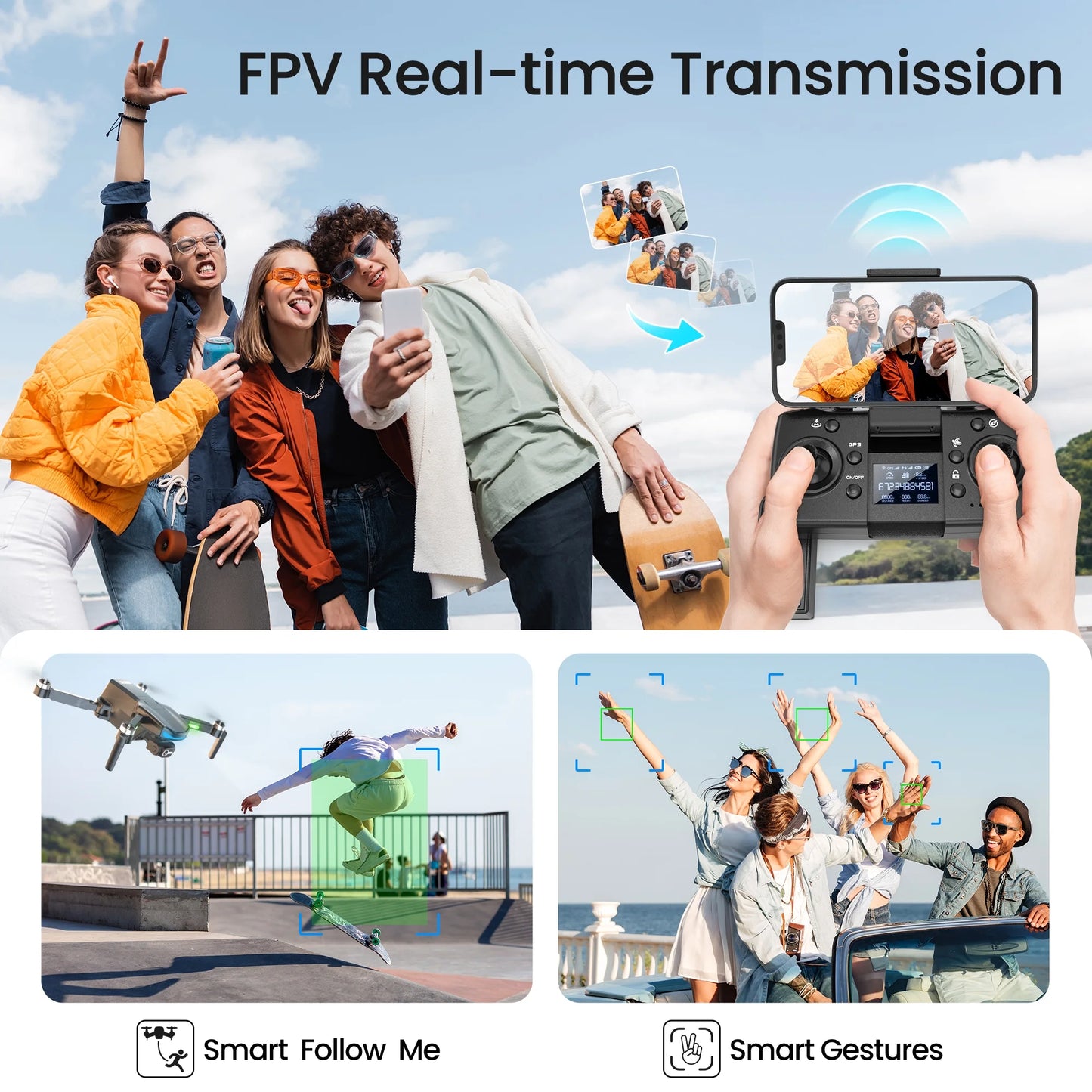 L800 Pro2 GPS Drone with 4K HD Camera for Adults and Beginners, 3-Axis Gimbal, FPV RC Quadcopter with Brushless Motor, 5G WIFI Transmission, 2 Batteries, Black