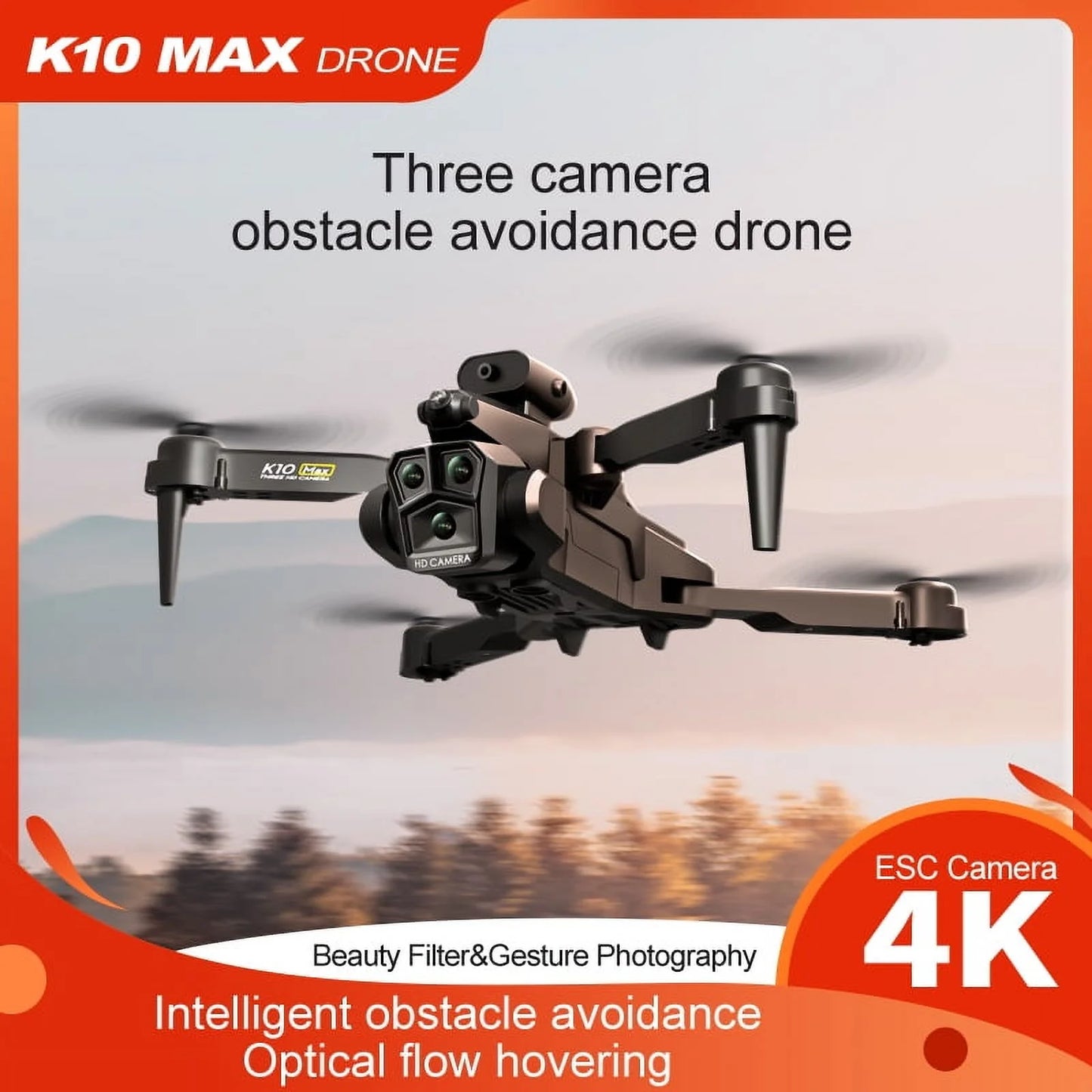 Drone with 3 Camera 1080P for Kids and Adults, RC Quadcopter Foldable FPV Drone for Beginners, 2 Batteries, Carrying Case