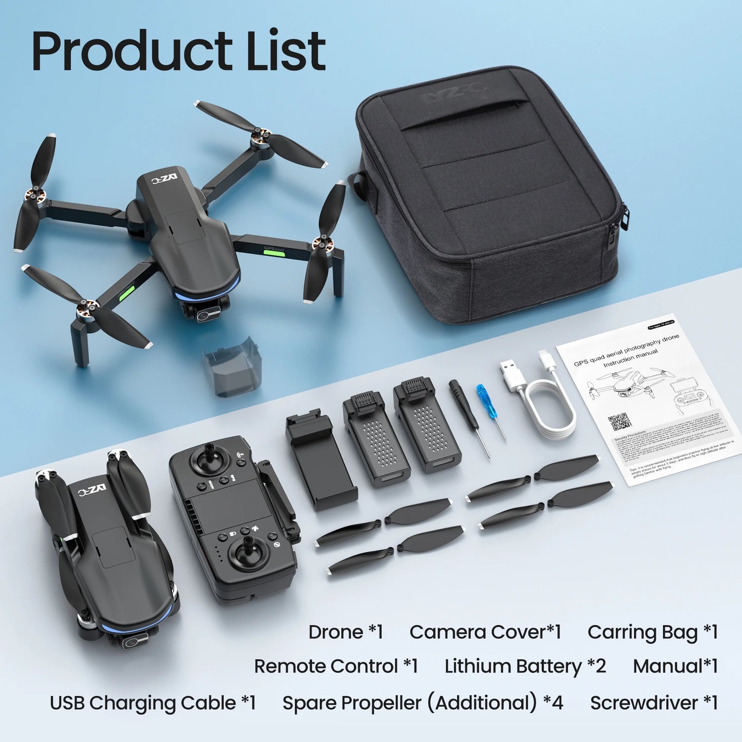 L800 Pro2 GPS Drone with 4K HD Camera for Adults and Beginners, 3-Axis Gimbal, FPV RC Quadcopter with Brushless Motor, 5G WIFI Transmission, 2 Batteries, Black