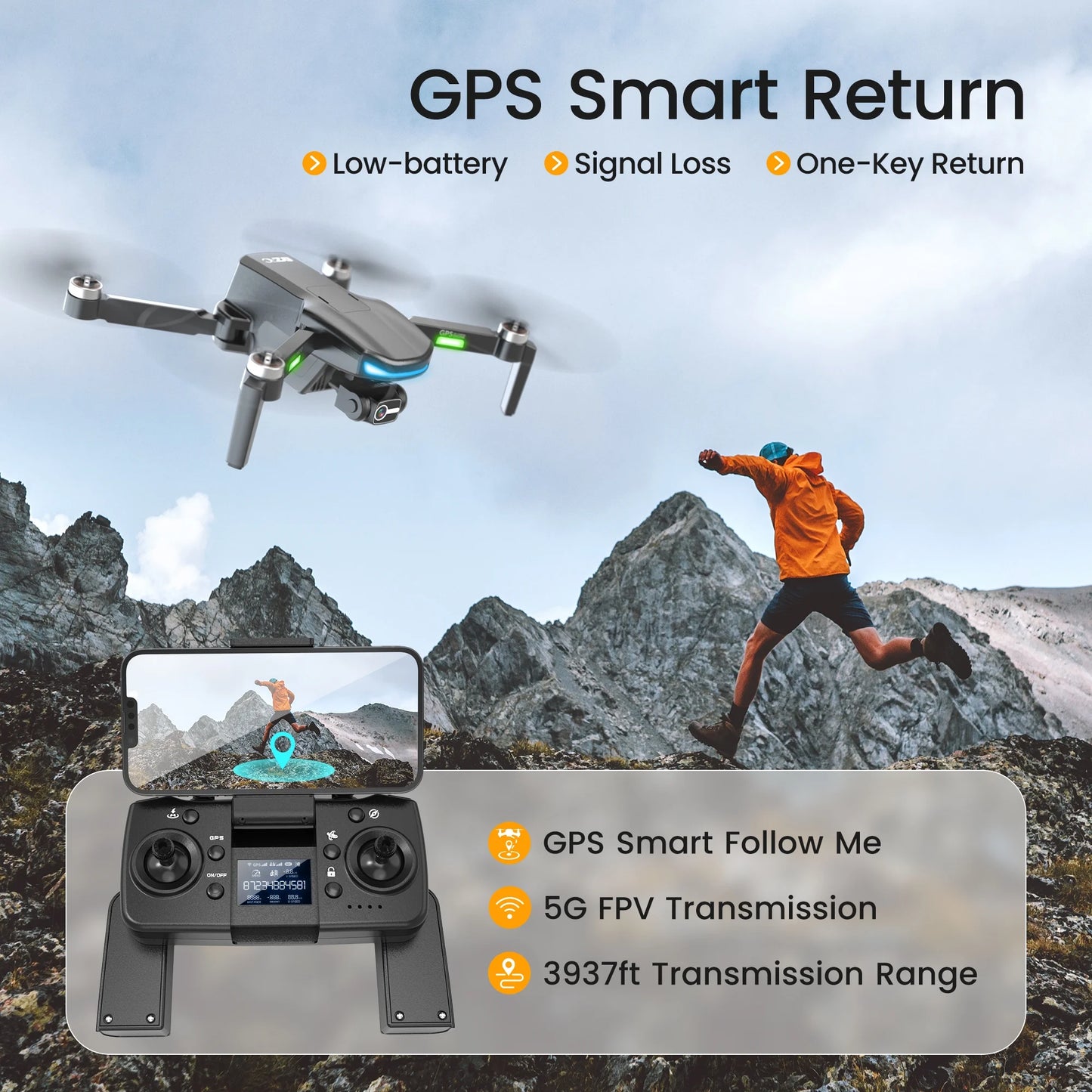 L800 Pro2 GPS Drone with 4K HD Camera for Adults and Beginners, 3-Axis Gimbal, FPV RC Quadcopter with Brushless Motor, 5G WIFI Transmission, 2 Batteries, Black