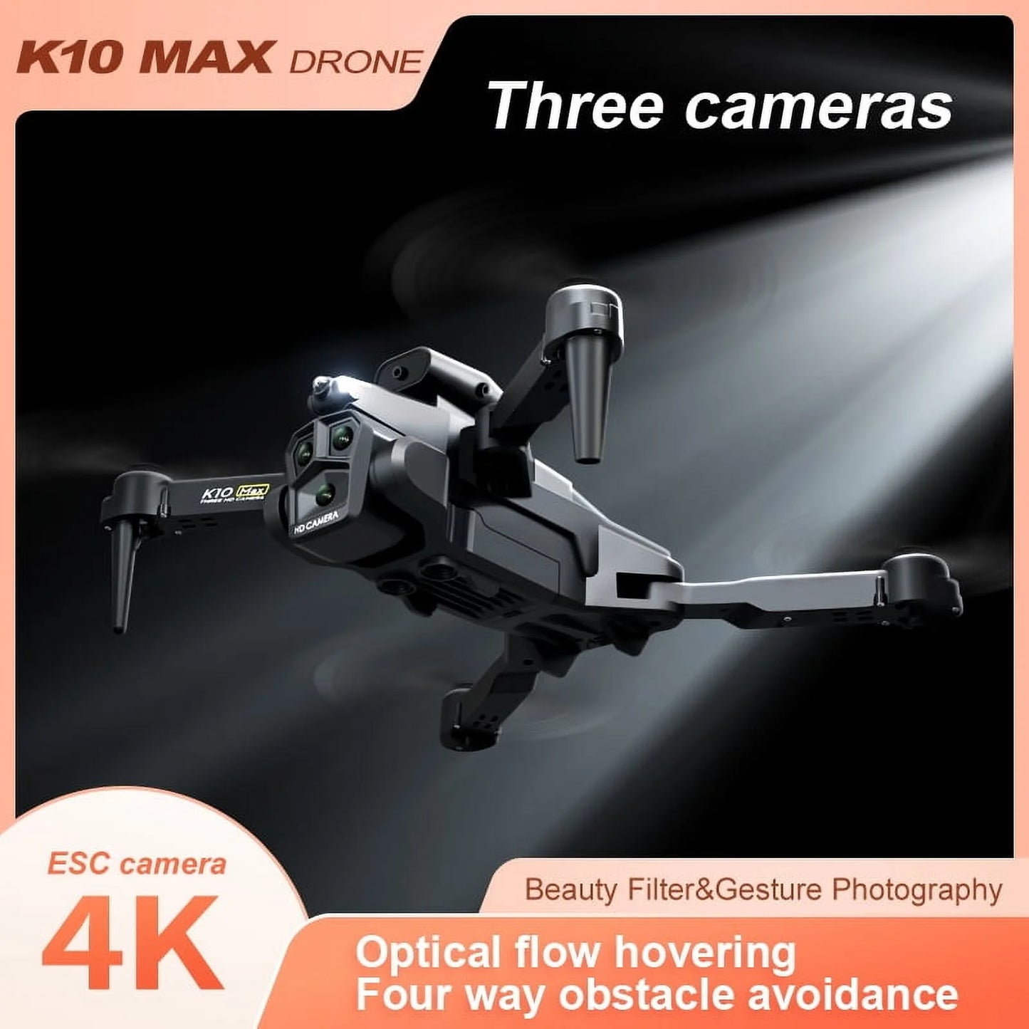 Drone with 3 Camera 1080P for Kids and Adults, RC Quadcopter Foldable FPV Drone for Beginners, 2 Batteries, Carrying Case