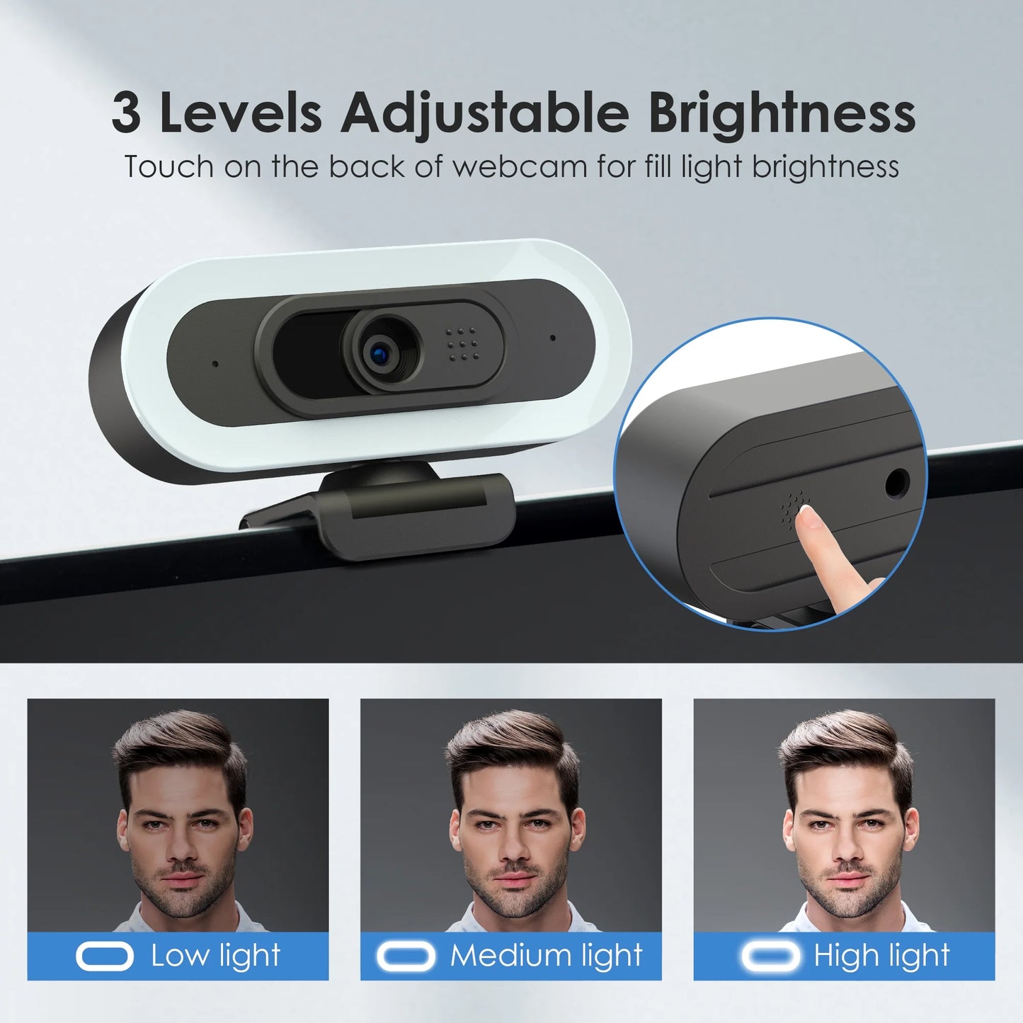 (2 Pack) 2K/1080P Gaming Webcam with Rgb&Fill Light Compatible for Switch 2 Autofocus USB Web Cam 2 Microphones for PC Laptop Video Streaming