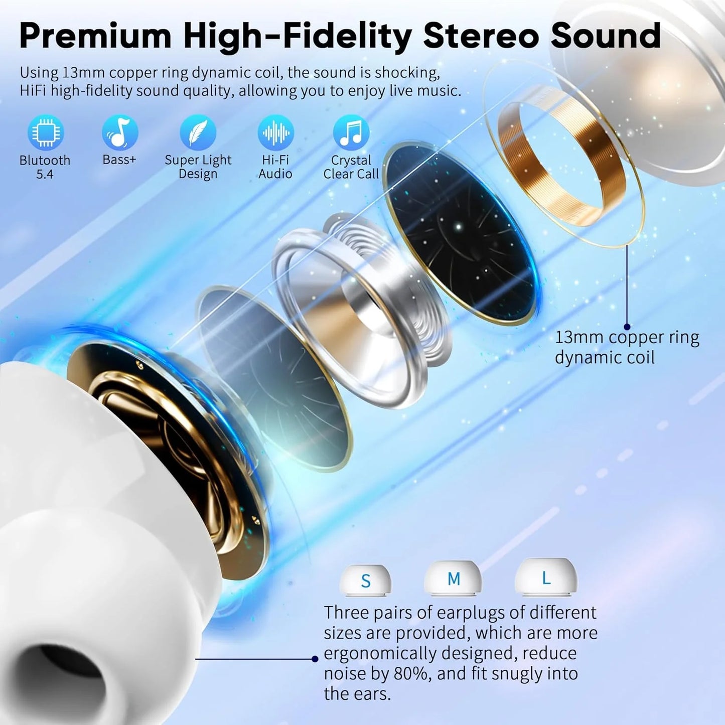 ANC Touch Screen Earbuds, Wireless Earbuds, ANC Earbuds Noise Cancelling Earbuds, Noise Cancelling in Ear Bluetooth 5.4 Earbuds, Bluetooth Earbuds with Microphone, Wireless Earbuds for Iphone/Android