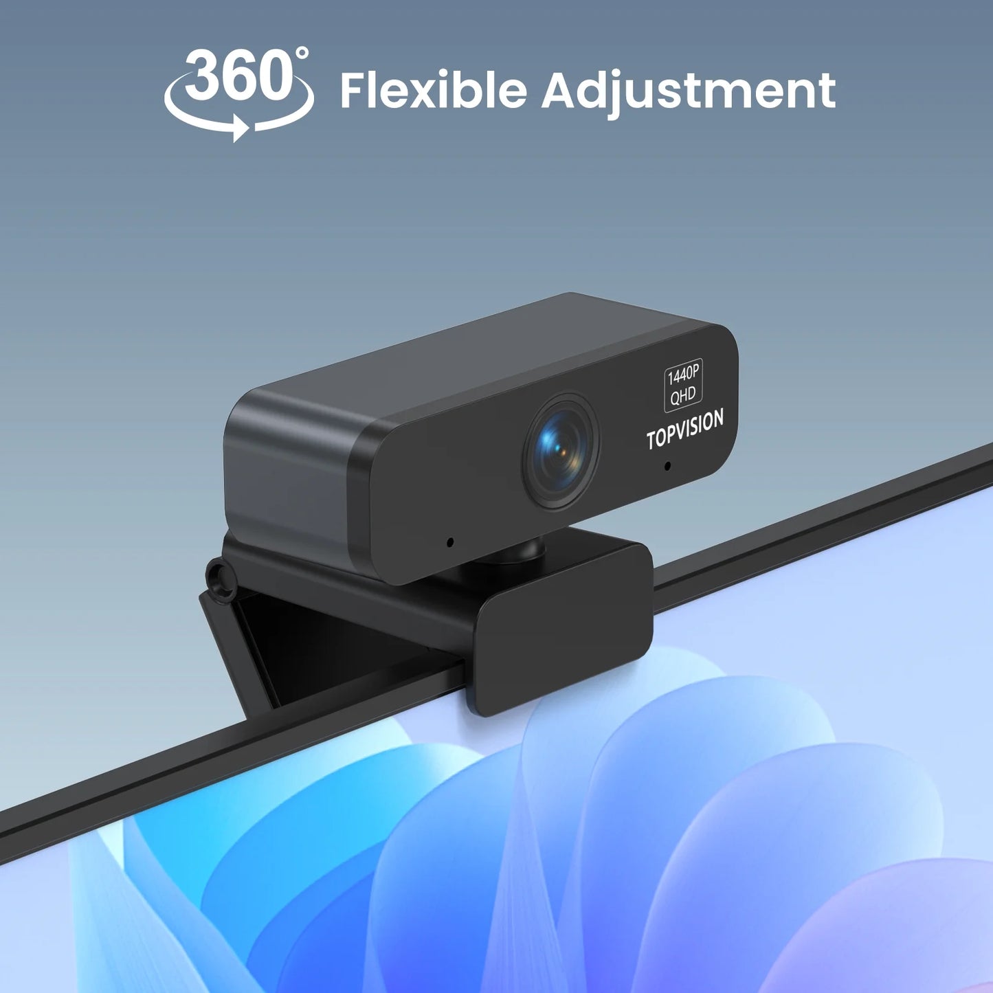 2K Webcams with Tripod (Stand), Black, New