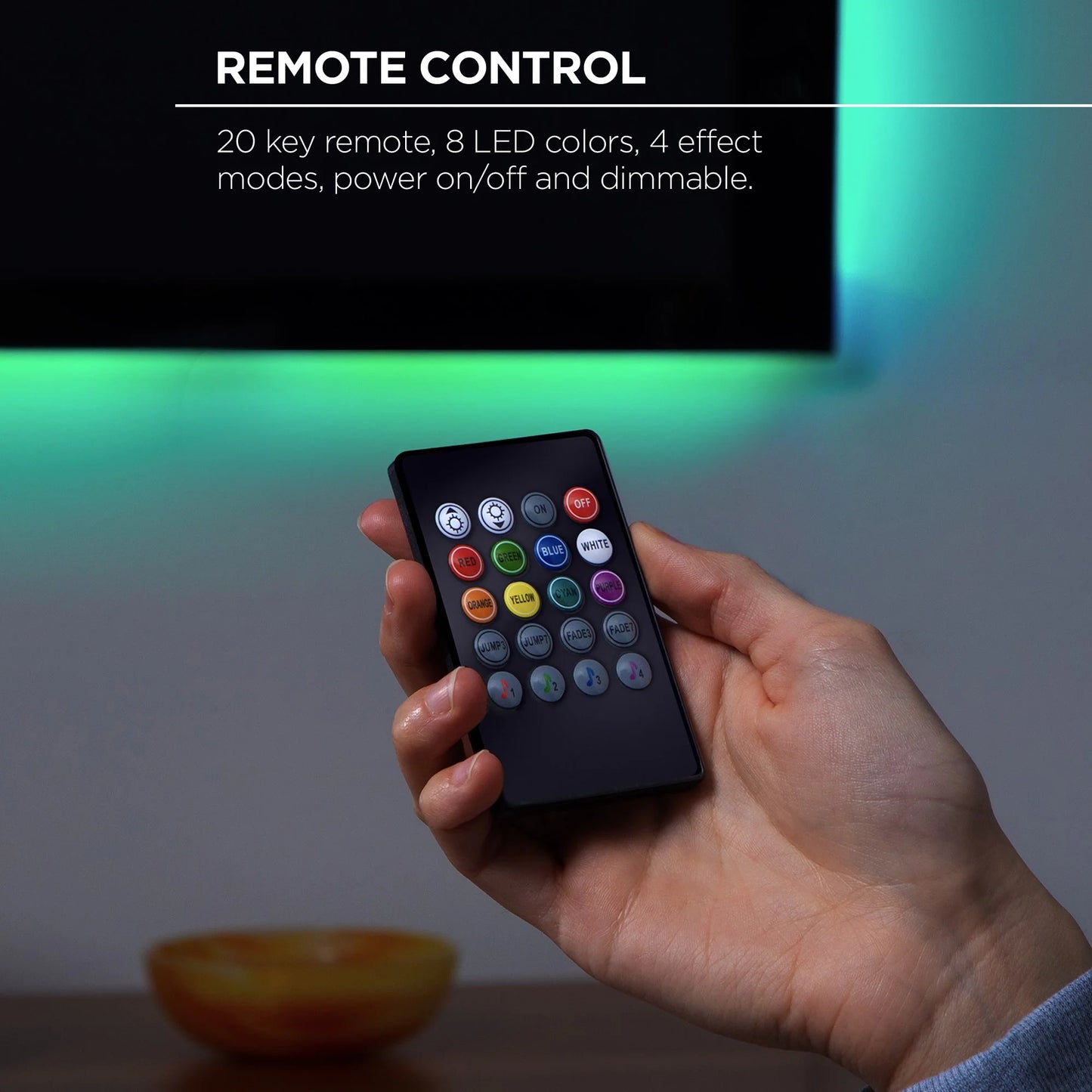 Sound Reactive TV Backlight RGB Lighting Dimmable Remote Control Corded Electric