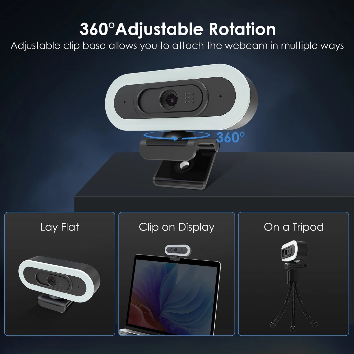 (2 Pack) 2K/1080P Gaming Webcam with Rgb&Fill Light Compatible for Switch 2 Autofocus USB Web Cam 2 Microphones for PC Laptop Video Streaming