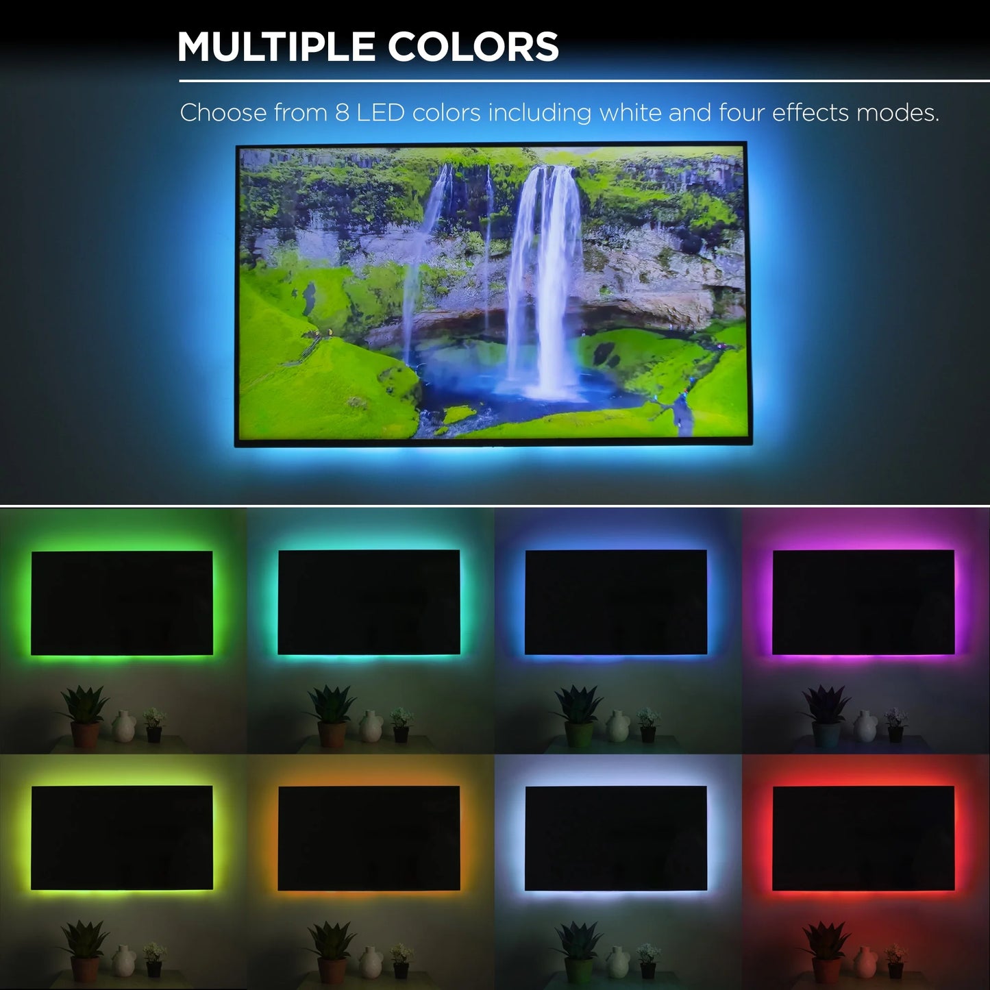 Sound Reactive TV Backlight RGB Lighting Dimmable Remote Control Corded Electric