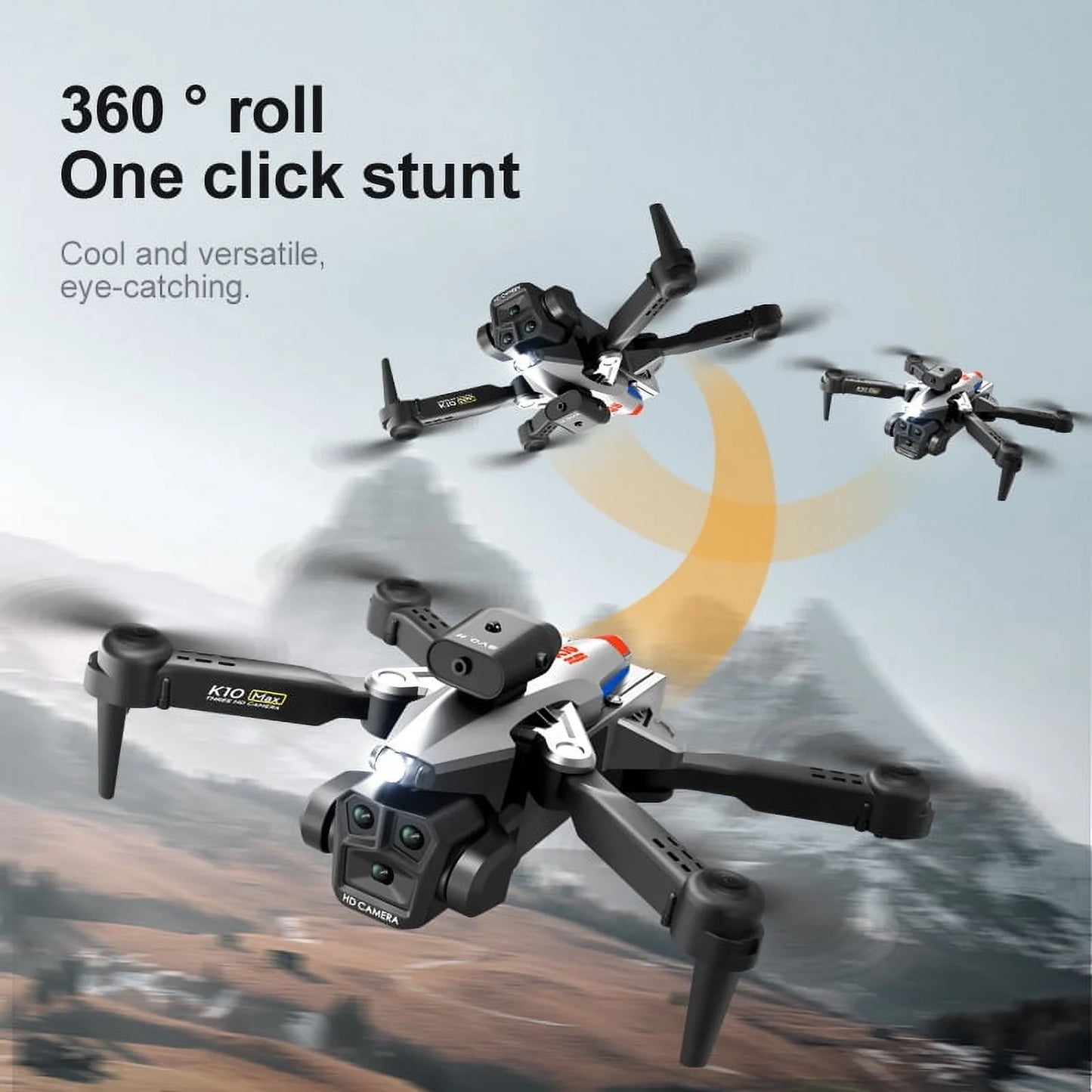 Drone with 3 Camera 1080P for Kids and Adults, RC Quadcopter Foldable FPV Drone for Beginners, 2 Batteries, Carrying Case
