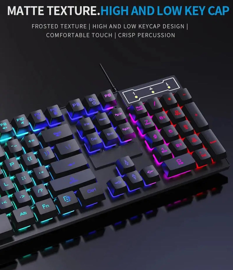 Wired Backlit Keyboard Gaming Mechanic Kit Waterproof Luminous 104 Key Keyboard and Mouse Set for Gamer PC Laptop Home Office