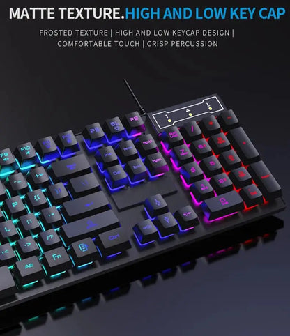 Wired Backlit Keyboard Gaming Mechanic Kit Waterproof Luminous 104 Key Keyboard and Mouse Set for Gamer PC Laptop Home Office