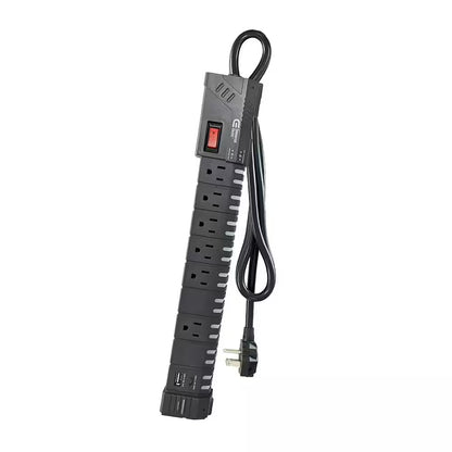 6 Ft. 6-Outlet RGB Gaming Surge Protector with 1 USB-A and 1 USB-C, Black