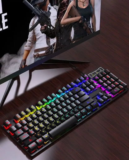 Wired Backlit Keyboard Gaming Mechanic Kit Waterproof Luminous 104 Key Keyboard and Mouse Set for Gamer PC Laptop Home Office