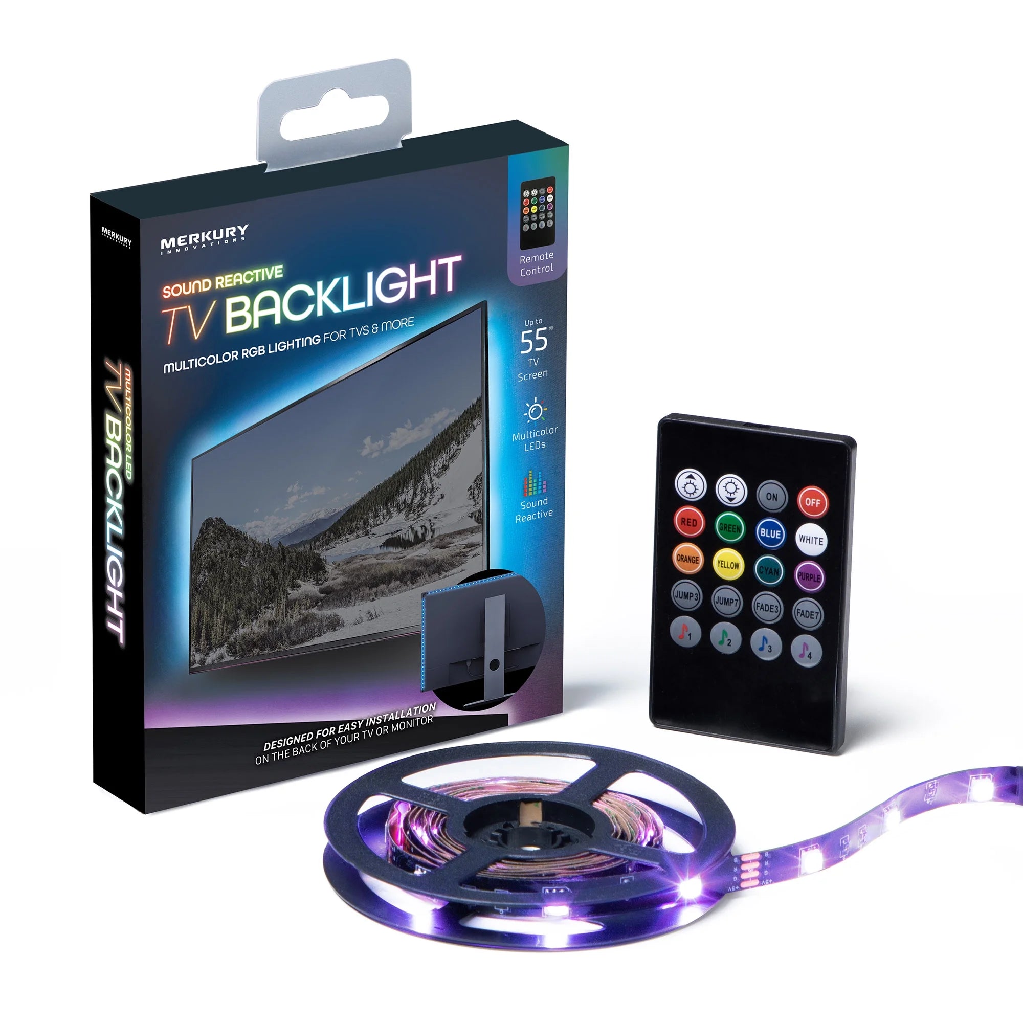 Sound Reactive TV Backlight RGB Lighting Dimmable Remote Control Corded Electric