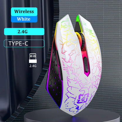 Bluetooth 5.2 Mouse RGB 2.4G Wireless Mouse Dual-Mode Gaming Mouse 6 Buttons Silent Mouse for Macbook Tablet Laptops Computer