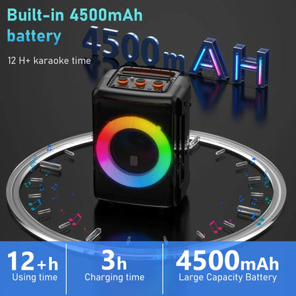 Portable Bluetooth Speaker with Microphone, LED Lighting, Wireless Party Speaker, AUX Input, USB, TF Card, D13