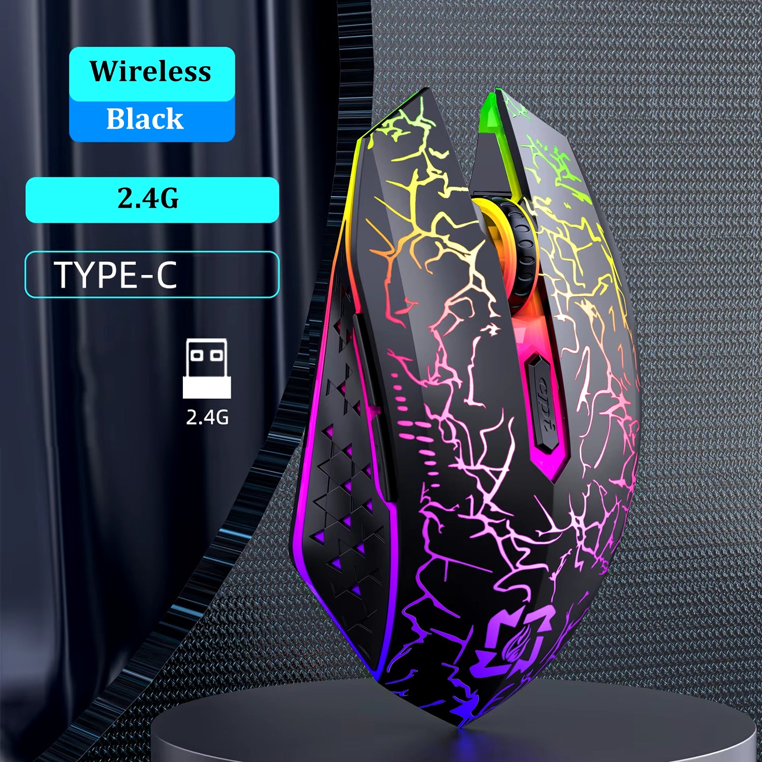 Bluetooth 5.2 Mouse RGB 2.4G Wireless Mouse Dual-Mode Gaming Mouse 6 Buttons Silent Mouse for Macbook Tablet Laptops Computer