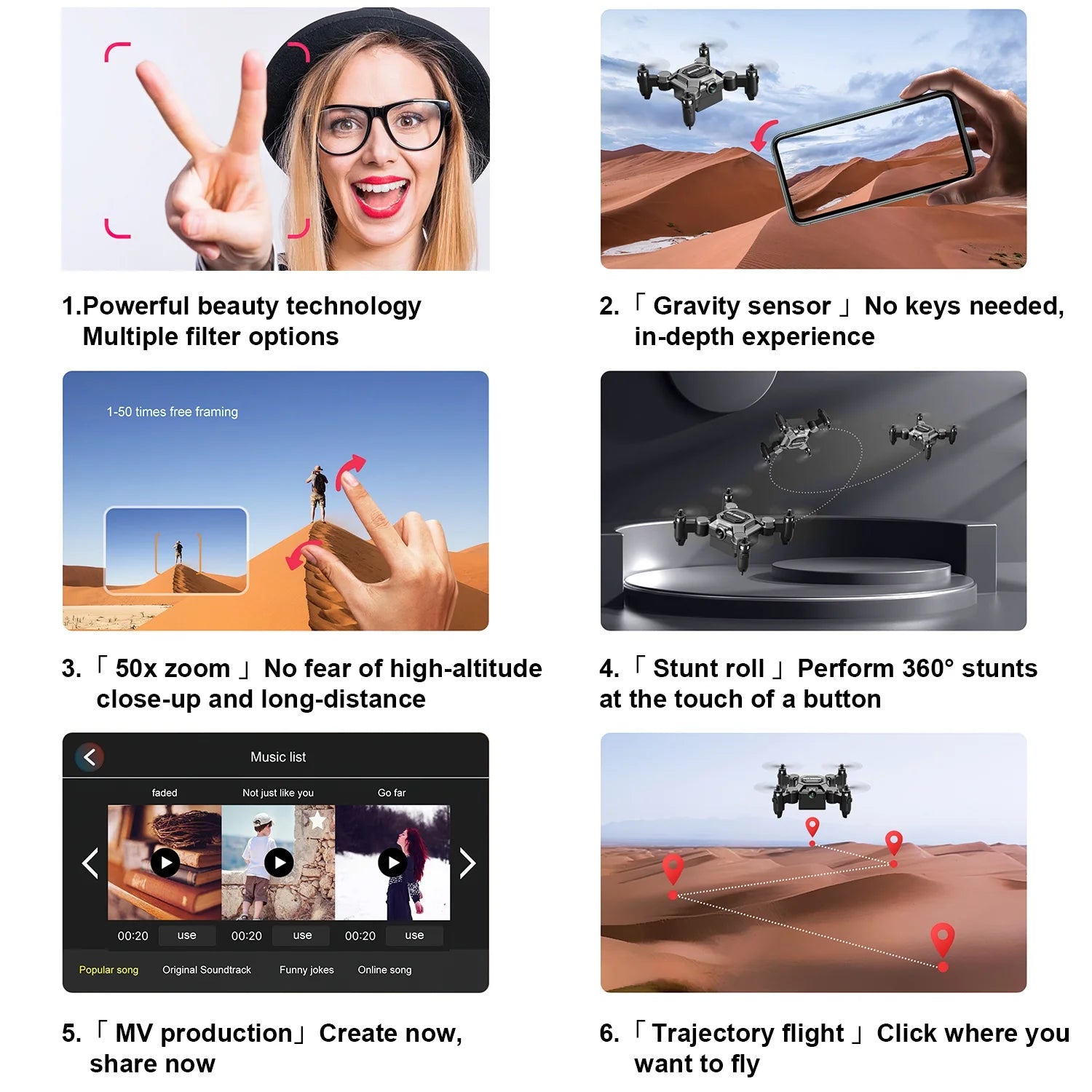 4K Foldable Mini Drone for Kids, Drone with Camera, Portable RC Quadcopter with Altitude Hold 3D Flips and Headless Mode Easy to Fly