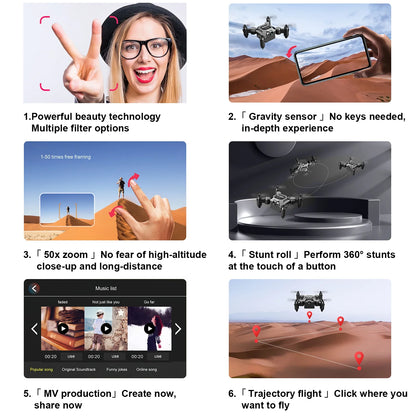4K Foldable Mini Drone for Kids, Drone with Camera, Portable RC Quadcopter with Altitude Hold 3D Flips and Headless Mode Easy to Fly
