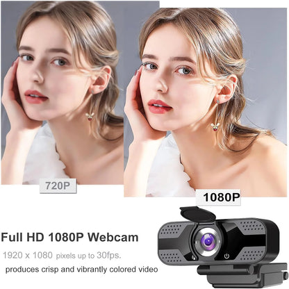 Webcam with Microphone for Desktop,1080P HD USB Webcam for PC Desktop & Laptop,With Privacy Cover&Webcam Tripod, Plug and Play,For Conferencing and Video Calling