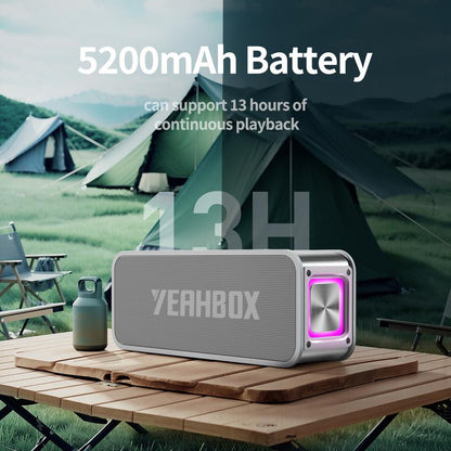 Yeahbox 50W Bluetooth Speaker, IPX6 Waterproof Speaker, Support Bluetooth / Aux / TF Card / U Disk Input, Wireless Speaker with RGB Light TWS Pairing for Home / Outdoor / Travel / Phone / Laptop / Mp3