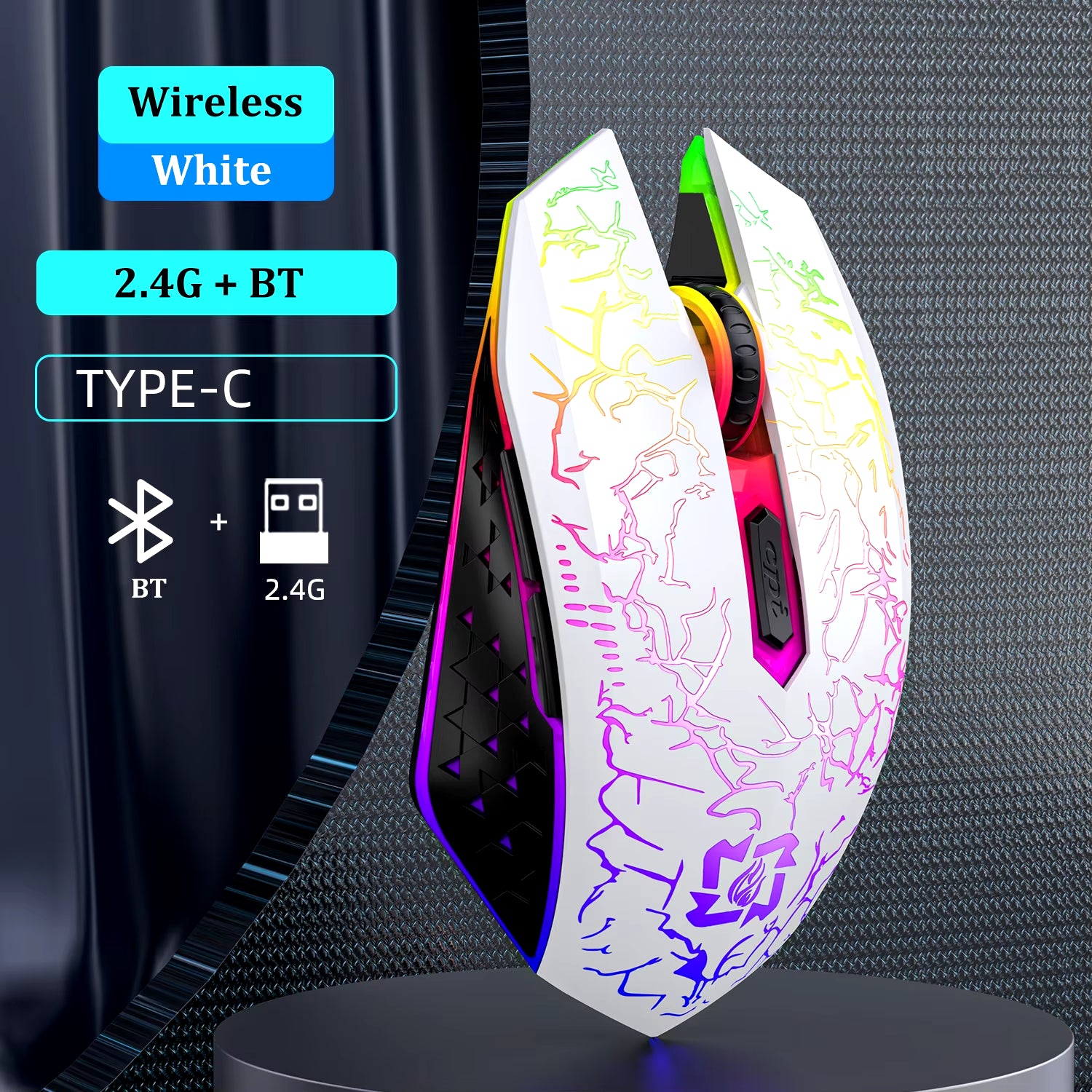 Bluetooth 5.2 Mouse RGB 2.4G Wireless Mouse Dual-Mode Gaming Mouse 6 Buttons Silent Mouse for Macbook Tablet Laptops Computer