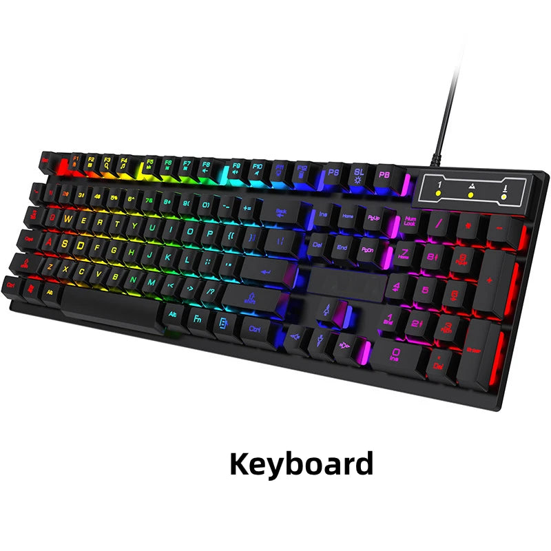 Wired Backlit Keyboard Gaming Mechanic Kit Waterproof Luminous 104 Key Keyboard and Mouse Set for Gamer PC Laptop Home Office