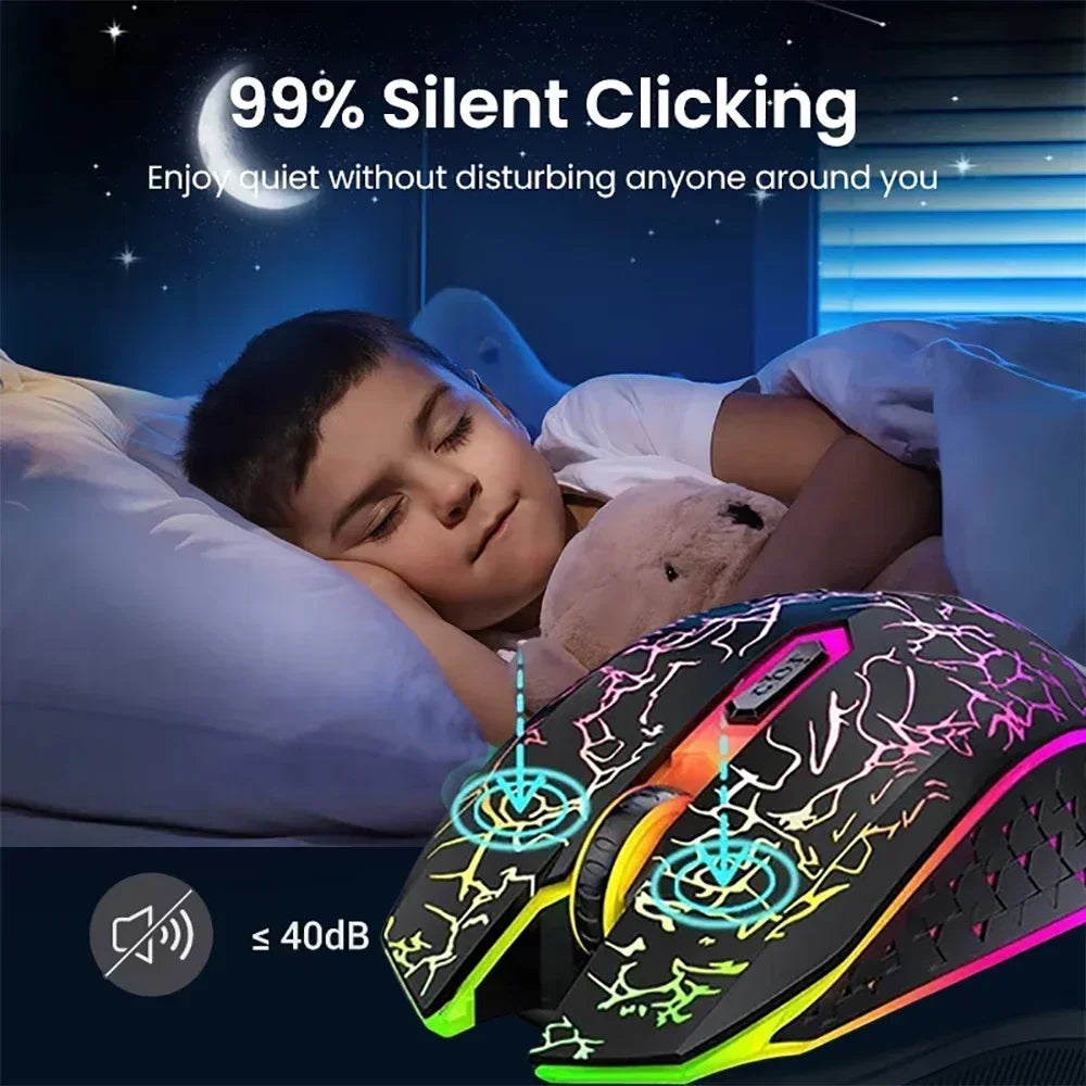 Bluetooth 5.2 Mouse RGB 2.4G Wireless Mouse Dual-Mode Gaming Mouse 6 Buttons Silent Mouse for Macbook Tablet Laptops Computer
