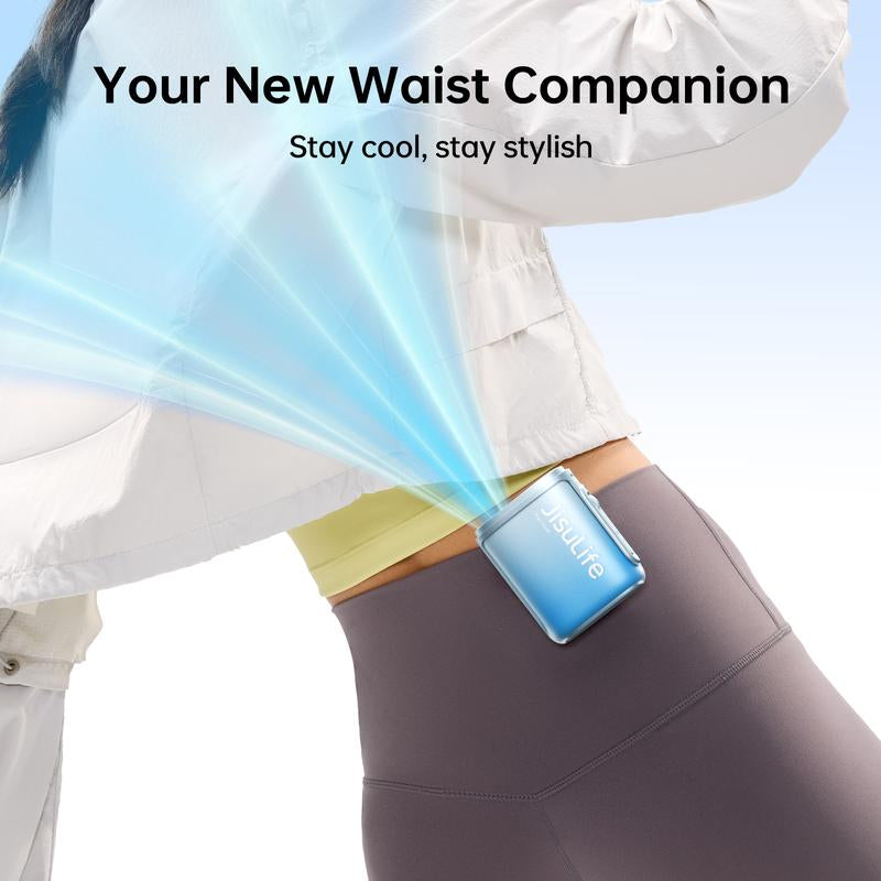 JISULIFE Portable Neck Fan, 100 Speed 40000RPM Cooling, Mini Personal Handheld Wearable Waist Fan, 16H 4500Mah Battery with LED Display, Ultra-Lightweight in Outdoor, Travel, Jobsite Gifts
