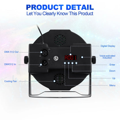 2 Pack Stage Lights 36 LED Par Lights with Wireless Remote Sound Activated DMX Control for DJ Party Effect Lighting
