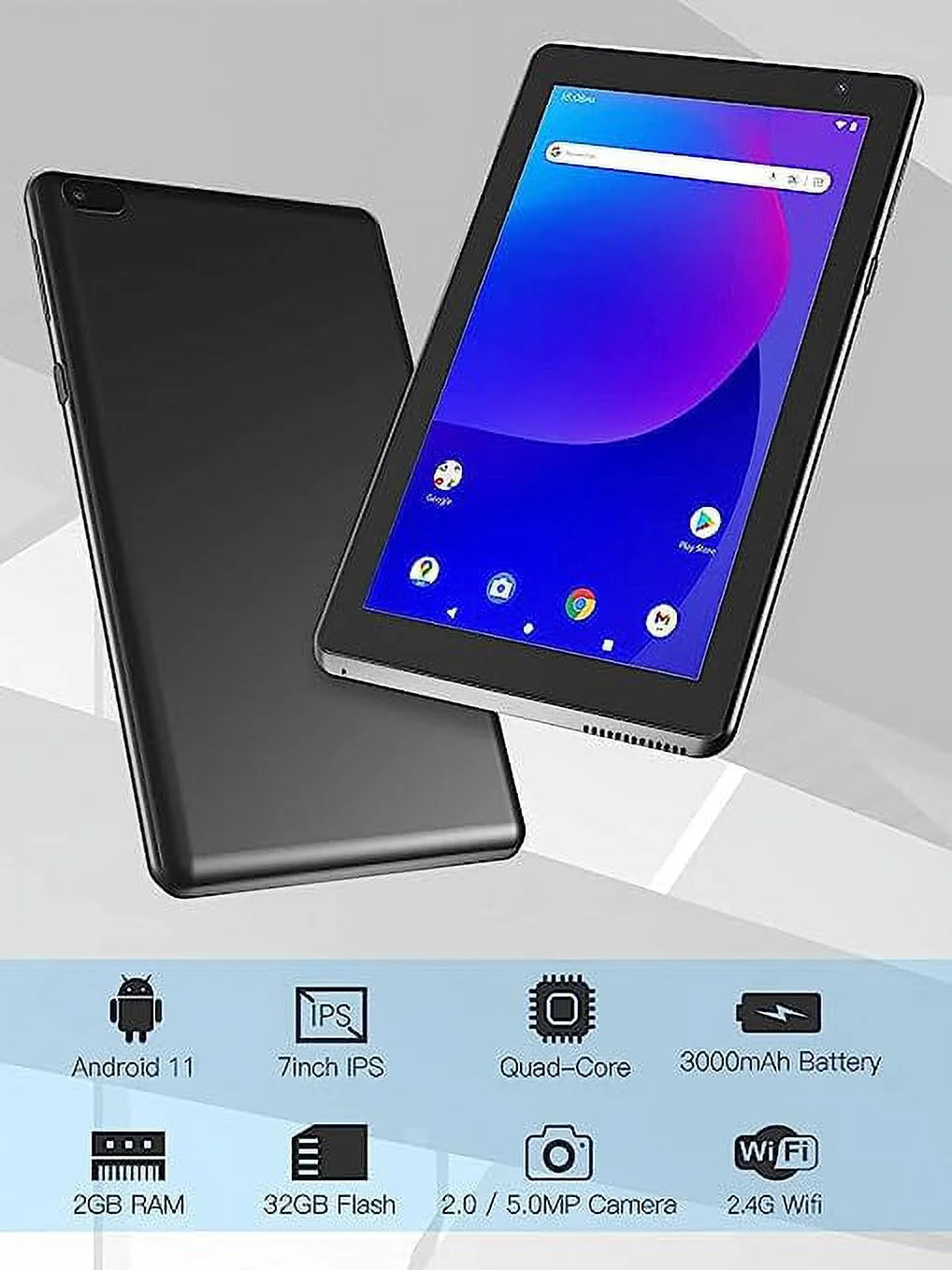 7 Inch Tablet, Android Tablet PC, 32GB Storage 2GB RAM Tablets Quad-Core Processor Android Tablet PC Dual Camera, Wifi, Bluetooth Computer Tablet (Black)