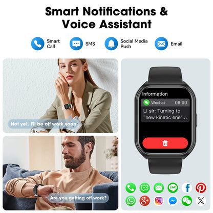 1.85 Inch Women'S Men'S Smartwatch Fits for Android & Iphone Devices with Fitness Tracker, 100+ Sport Modes, IP68 Waterproof Fitness Watch (Black)