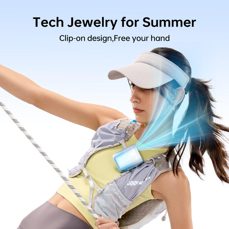 JISULIFE Portable Neck Fan, 100 Speed 40000RPM Cooling, Mini Personal Handheld Wearable Waist Fan, 16H 4500Mah Battery with LED Display, Ultra-Lightweight in Outdoor, Travel, Jobsite Gifts