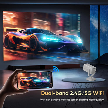 [Built-In Apps]  Mini Projector with Wifi and Bluetooth, HD 1080P Video Smart Projector with Android System
