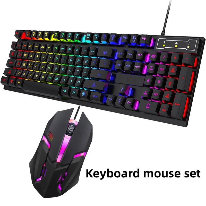 Wired Backlit Keyboard Gaming Mechanic Kit Waterproof Luminous 104 Key Keyboard and Mouse Set for Gamer PC Laptop Home Office